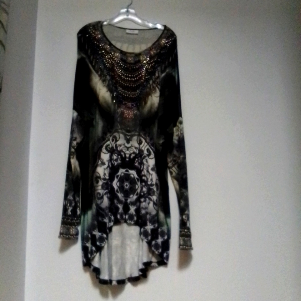 Camilla Heavy Weight Jersey Tunic O/S Plus Swarovski crystals worn/good shape